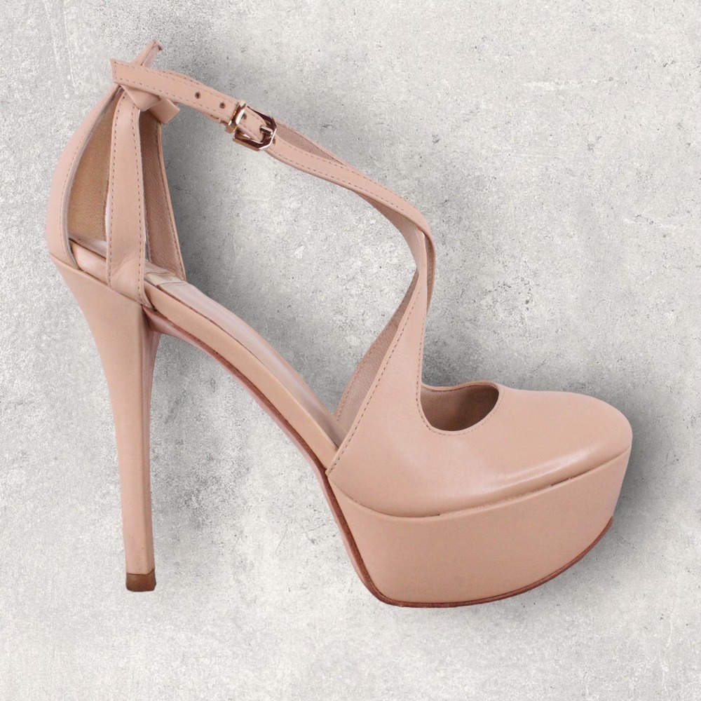 MARCIANO Platform Stilletos Crossover Straps in Beige Size 6.5M - Picture 2 of 16